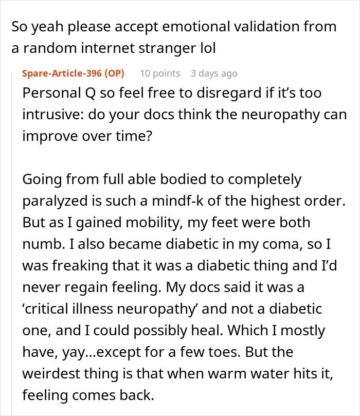 Text discussing a person dealing with handicapped spot drama after an entitled lady confrontation on an online forum.