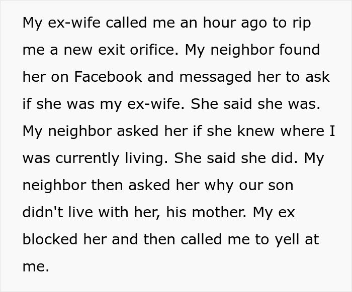 Text message conversation showing a man stressed and paranoid due to an unhinged neighbor refusing to leave him alone.