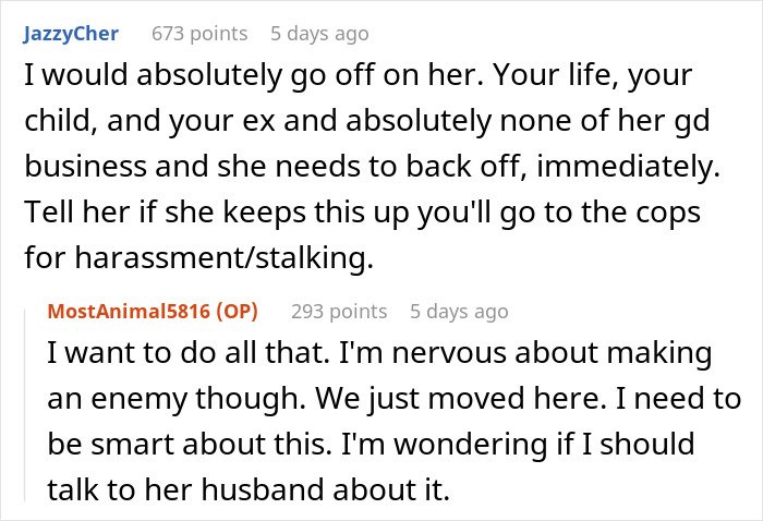 Online conversation showing a stressed man paranoid due to an unhinged neighbor refusing to leave him alone.