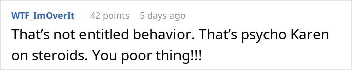 Comment text reading that a neighbor's behavior is crazy, expressing stress and paranoia about going back home.