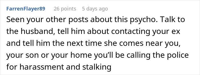 Comment warning about harassment and stalking from an unhinged neighbor causing man stress and paranoia about going home.