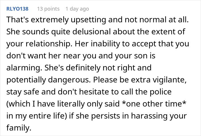 Comment discussing concern over unhinged neighbor causing stress and paranoia about going back home.