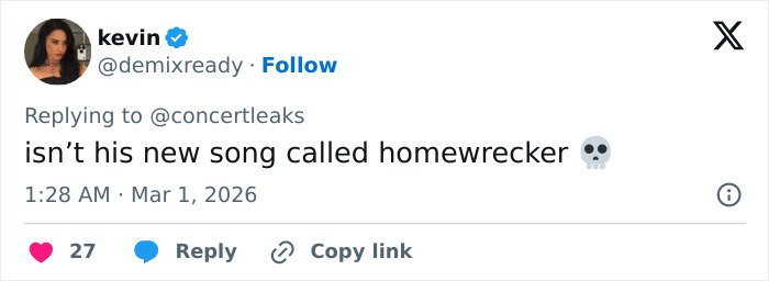 Screenshot of a social media post discussing chaos at Brit Awards as singer gets pushed off stage mid performance in viral video.