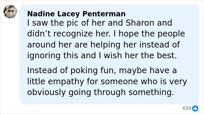 Comment expressing empathy for Kelly Osbourne amid social media backlash over her Brit Awards look.